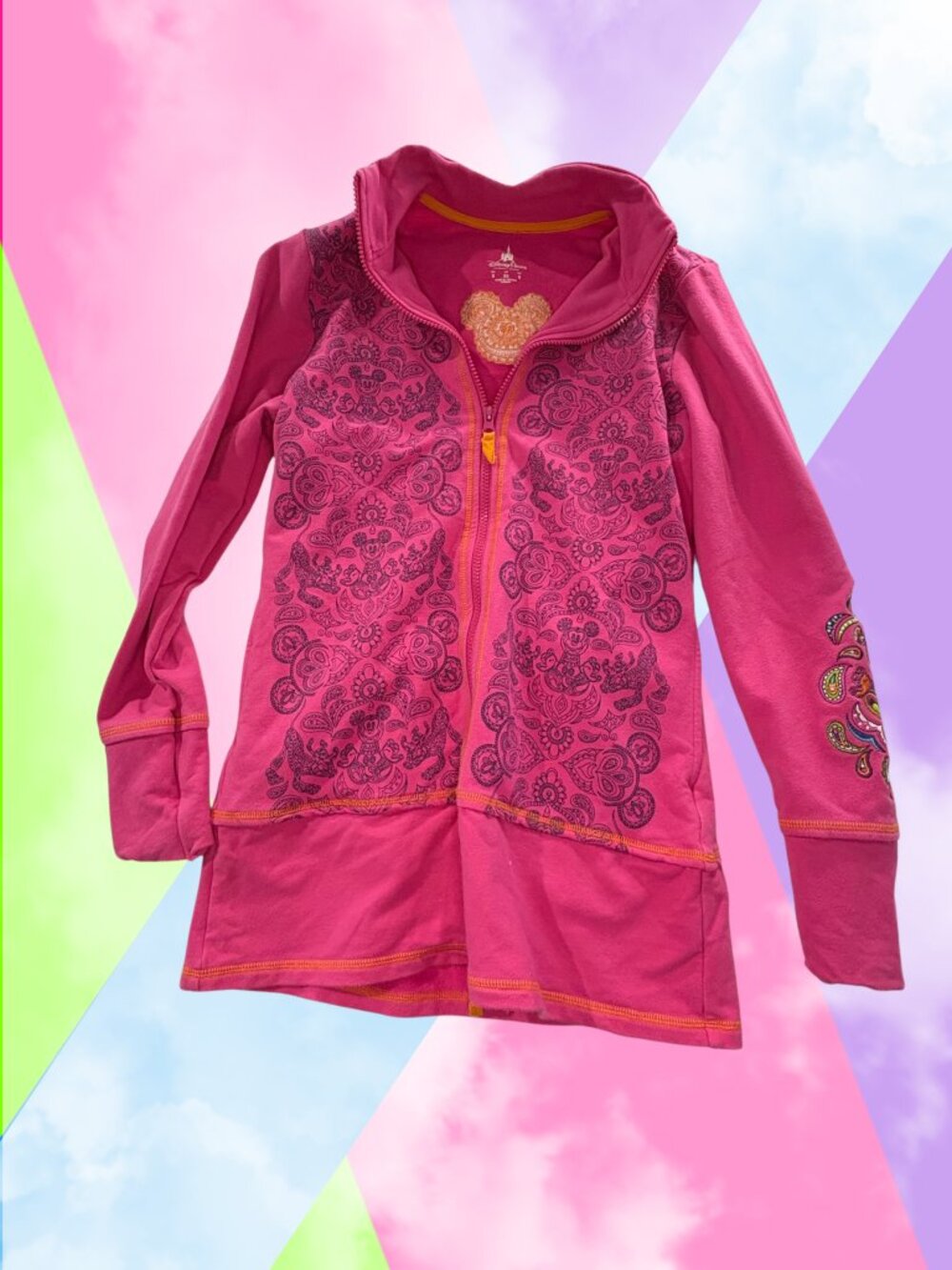 Disney parks womens paisley zip jacket mickey